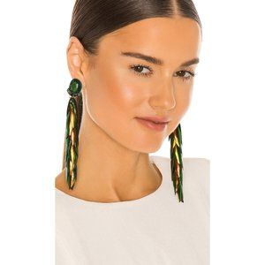REVOLVE Ranjana Khan Long Beetle Wing Earrings in Green